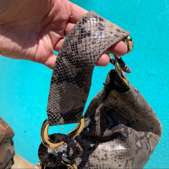 XL Michael Kors python snake skin leather chain-link shoulder bag stunning!!! - Picture 12 of 12